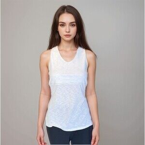 Kuhl Tank Top Sz L White Sleeveless V-Neck Twist Back Active Casual Yoga Running